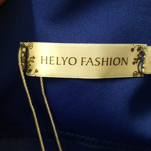 Royal Blue V neck A-lined Cold Shoulder Dress - Picture 5 of 6